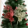 Pó de Ouro Folha de Lírio Ventilador Folha de Amora Estacas Enfeites de Árvore de Natal Decoração Suprimentos de Atmosfera Itens de Decoração para Casa