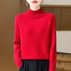 Suéter de punto raglán para mujer, nuevo estilo de lujo ligero para otoño e invierno, 100% lana, de cuello semi-alto, suelto y adelgazante, camisa base de punto