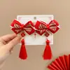 Horquilla de Felpa con Borla de Año Nuevo Accesorio para el Cabello con Lazo Infantil Horquilla Roja Atmosférica para Niñas Accesorio para el Cabello Estilo Antiguo Hanfu