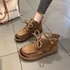 Botas Martin para Mujer 2026 Otoño Nuevo Estilo Hechas a Mano Retro Punta Redonda Botines Cortos Casual Moda Versátil Con Cordones Suela Suave Botas