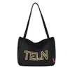 Bolsa de lona casual estilo coreano, bolso de hombro para mujer, gran capacidad, adecuado para estudiantes, moderno y perfecto para el uso diario y las compras