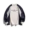 Sudadera retro estilo japonés de manga larga para primavera para hombres y parejas, holgada con cuello redondo, top casual versátil estilo universitario