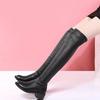 Botas altas de talla grande 2024, botas elásticas por encima de la rodilla para mujer, botas largas de invierno con forro polar para mujer, botas Martin de punta redonda y tacón grueso, de moda