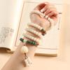 Pulsera de Círculos Múltiples de Raíz de Bodhi de Jade Blanco 108 Cuentas de Buda Pulsera de Bodhi Loto Wen Play Cuentas de Rosario Plateado para Hombres y Mujeres de Mano