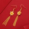 Nuevos Pendientes de Flor de Boda Elegantes Chapados en Oro Arena Vietnamita con Gancho para la Oreja Pendientes de Boda Oro de Imitación