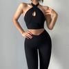 Sutiã Esportivo Halter Neck Decote U Profundo à Prova de Choque Push-Up para Fechar as Laterais dos Seios Corrida Modelagem Fitness Yoga Colete Sutiã Roupa Externa para Mulheres