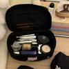 Bolsa de Cosméticos Bordada de Conejo Negro, Bolsa de Cosméticos de Nicho de Alta Gama, Bolsa de Tocador de Viaje Portátil de Gran Capacidad