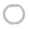 Pulsera de Cadena de Corazón con Hebilla Plegable de 8 mm Transfronteriza Europea y Americana Joyería Hip-Hop Accesorios Simples de Nicho Pulsera de Zirconia para Hombre Personalización
