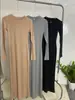 Hermana Kim] Kardashian Sk* Serie Suave para Estar en Casa Vestido Largo de Manga Larga Vestido de Modal Acanalado