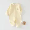 Nuevo Body de Algodón Puro de Manga Larga sin Etiquetas para Bebé de Primavera y Otoño, Mono Cálido de Color Sólido para Bebé y Niño Pequeño