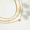 Wanxing Cadena de Acero Inoxidable Redonda con Zirconia Cadena de Cadena de Tres Capas Europea y Americana Cadena de Hueso de Serpiente Cadena de Clavícula Venta Caliente Transfronteriza