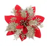 Acessórios de Flores Decorativas, Folhas de Flores Artificiais, Pó Dourado, Guirlanda DIY, Decoração de Árvore, Laço de Flor, Cristal Dourado