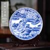 Jingdezhen azul e branco porcelana pendurada placa novo estilo chinês casa sala de estar decoração placa Qingming rio pintura artesanato placa decoração