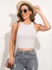 Estilo Europeo y Americano Amazon Nuevo Chaleco Mujer Corto Color Sólido Cuello Redondo Versátil Ajustado Sexy Tops para Mujer