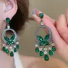 Pendientes de Mariposa de Zirconia con Gota de Agua y Flor para Banquete de Lujo, Pendientes de Estilo Palacio Retro, Pendientes de Lujo Ligero y de Alta Gama