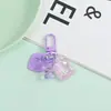 Pingente de urso transparente fofo de macaron, pingente de coração de doce colorido, chaveiro DIY, acessório de bolsa, decoração