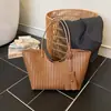 Bolsa de palha tecida casual retrô estilo coreano, bolsa de ombro de luxo leve, bolsa da moda para mãe e filha irem ao trabalho, bolsa estilosa de ombro