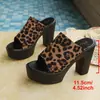 En Stock Zapatillas de Tacón Alto Estampado de Leopardo Talla Grande para Mujer Amazon 2026 Verano Nuevo Estilo Tacón Grueso Sandalias Abiertas Europeas y Americanas