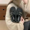Sapatos Birkenstock femininos estilo retrô coreano, com sola grossa, forrados com fleece, quentes, coleção outono/inverno 2026, modelo slip-on, sapatilhas Mary Jane peludas