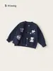 Ropa para niños Bangxuan: ropa de otoño para bebé, cárdigan azul marino con cachorros para niños, top de cuello redondo para niño pequeño, suéter suelto y suave para niñas