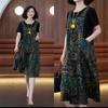 Vestido de Moda Impreso Estampado de Patchwork Falso de Dos Piezas, Estiloso y Favorecedor, Adelgazante, Nuevo para Verano 2026, para Mujeres de Mediana Edad y Mayores