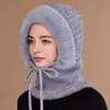 Gorro con capucha de una pieza de invierno para mujer para madres de mediana edad y mayores, forro grueso de forro polar para abrigar, gorro de lana para ciclismo, polaina cortavientos para el cuello, gorro de punto