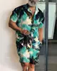 Amazon Cross-Border Roupas Masculinas Verão Estilo Praia Solta Tamanho Europeu Camisa Havaiana Casual Conjunto Masculino de Duas Peças