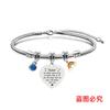 Europa y Estados Unidos pulsera transfronteriza de hueso de serpiente de acero inoxidable para novias con diamante azul conmemorativa regalo de vacaciones grabado pulsera de acero de titanio al por mayor