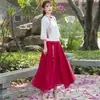 Roupas Artísticas Femininas Estilo Chinês, Estilo Retrô, Estilo Étnico, Toque Artístico, Fresco e Emagrecimento, Bordado Exquisito, Gola Alta, Fechamento Diagonal, Conjunto de Duas Peças