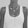 Nuevos Productos Transfronterizos Europeos y Americanos: Collar Largo Multicapa Estilo Minimalista Exagerado de Disco Redondo Vintage, Collar con Colgante Original de Reina