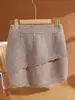 Falda de Encaje Francés de Doble Capa 100% Lana Pura para Mujer, Falda de Punto Corta Bodycon Estilo Lápiz, Cintura Elástica, Ajuste Ceñido al Cuerpo, Falda de una Sola Pieza que Resalta las Caderas