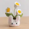 Adornos caseros de lirio del valle en maceta tejidos a mano, ramo de flores artificiales de lana tejido a crochet, flor artificial, regalo