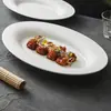 Plato para Pescado con Puntos de Perla de Fábrica para Uso Doméstico Nuevo Modelo 2026 Exquisito Plato de Cerámica Blanca Ovalado para Pescado al Vapor con un Tacto Premium