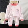 Ropa de Otoño de Forro Polar para Niños Conjunto de Pantalones de Otoño para Niños Niñas Ropa Interior Cálida Ropa de Casa Capa Base Conjunto de Dos Piezas Conjunto de Primavera Otoño
