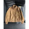 Chaqueta bomber retro americana tie-dye mate con cuello alto, chaqueta exterior funcional de retazos estilo corto para hombre de otoño, chaqueta de cuero de moda