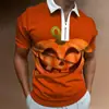 Nova Moda Streetwear Jovem Europeia e Americana de Verão Camisa Polo Casual Masculina com Estampa Digital 3D