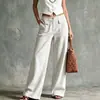 Pantalones de pana anchos retro para mujer Otoño/Invierno 2026, Pantalones rectos de cintura alta con doble bolsillo, Pantalones casuales transfronterizos europeos y americanos