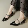 Zapatos de Mujer Mary Jane Retro con Tacón Grueso 2026 Nuevo Estilo Primavera/Verano Punta Afilada Impresionante Correa con Pedrería Boca Baja Zapatos de Mujer