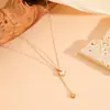 Collar Versátil de Joyería de Corazón Transfronterizo Chapado en Oro de 18K Corazón de Melocotón Corazón con Borla Forma de Corazón Acero Inoxidable Acero de Titanio Cadena para Clavícula