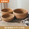 Cesta de Armazenamento de Rattan, Cesta de Frutas, Cesta Doméstica para Pães no Vapor, Cesta de Bambu para Pão, Cesta para Pães no Vapor, Cesta para Lanches e Piquenique, Cesta Trançada à Mão