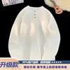 Camisa básica de color liso, de manga larga para hombre, de talla grande, moderna, con textura, corte holgado, para primavera/otoño, versátil con diseño de cuello estilo henley