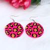 Pendientes geométricos de cinta vintage con estampado de leopardo pendientes simples redondos Triángulo Cuadrado pendientes con estampado de cebra pendientes mujer