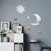 Fábrica de pegatinas de pared con espejo, venta al por mayor, nueva combinación de estrella y luna, pegatinas de pared con espejo extraíbles para dormitorio y sala de estar