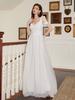 Nuevo Vestido de Novia Blanco de Estilo Pastoral Transfronterizo Francés, Grande, con Vuelo, Escote en V, Manga Corta, Elegante, Espalda Descubierta, para Banquete y Boda