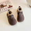 Zapatos Birkenstock para Niñas 2026 Nuevo Otoño/Invierno Suela Suave Antideslizantes Zapatos de Cuero con Felpa Zapatos de Princesa para Niña Pequeña Zapatos de Algodón para Bebé