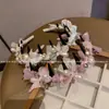 Faixa de Cabelo com Laço de Renda e Pérolas Design Francês 2025 Nova Presilha de Cabelo com Strass Faixa para Cabelo Pacote de Cabelo Feminino