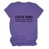 Rescato Libros Amazon Ebay Sitio Independiente Casual Simple Cómoda Camiseta de Manga Corta con Cuello Redondo para Mujer