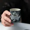 Taza de Maestro Cerámica Loto de Tinta Pintada a Mano Yanyan Estilo Chino Pura Artesanal Taza de Degustación de Té con Junta de Bambú Taza de Té para el Hogar Juego de Té Kung Fu
