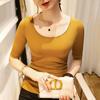 Malla Elegante Para Viajar Color Sólido Casual Algodón Negro Cuello Redondo Largo Medio Ajustado Largo Medio Jersey Camiseta Base
