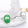 Anel de prata de lei S925 com ágata e calcedônia, moda feminina, anel aberto de alto requinte, joia de jade antigo, atacado